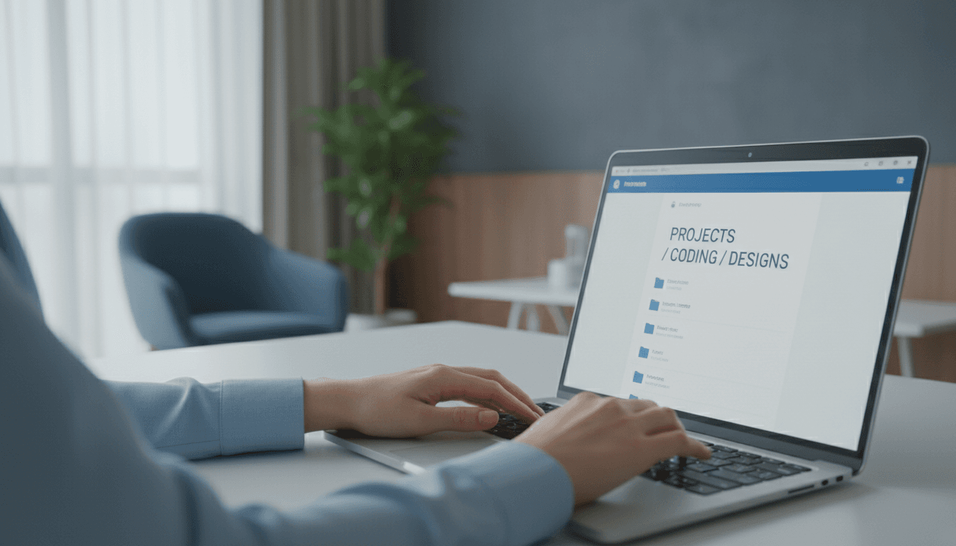 Hands browsing a provider directory on a laptop
